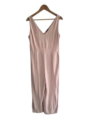 minimalist blush pink wide leg jumpsuit massimo dutti